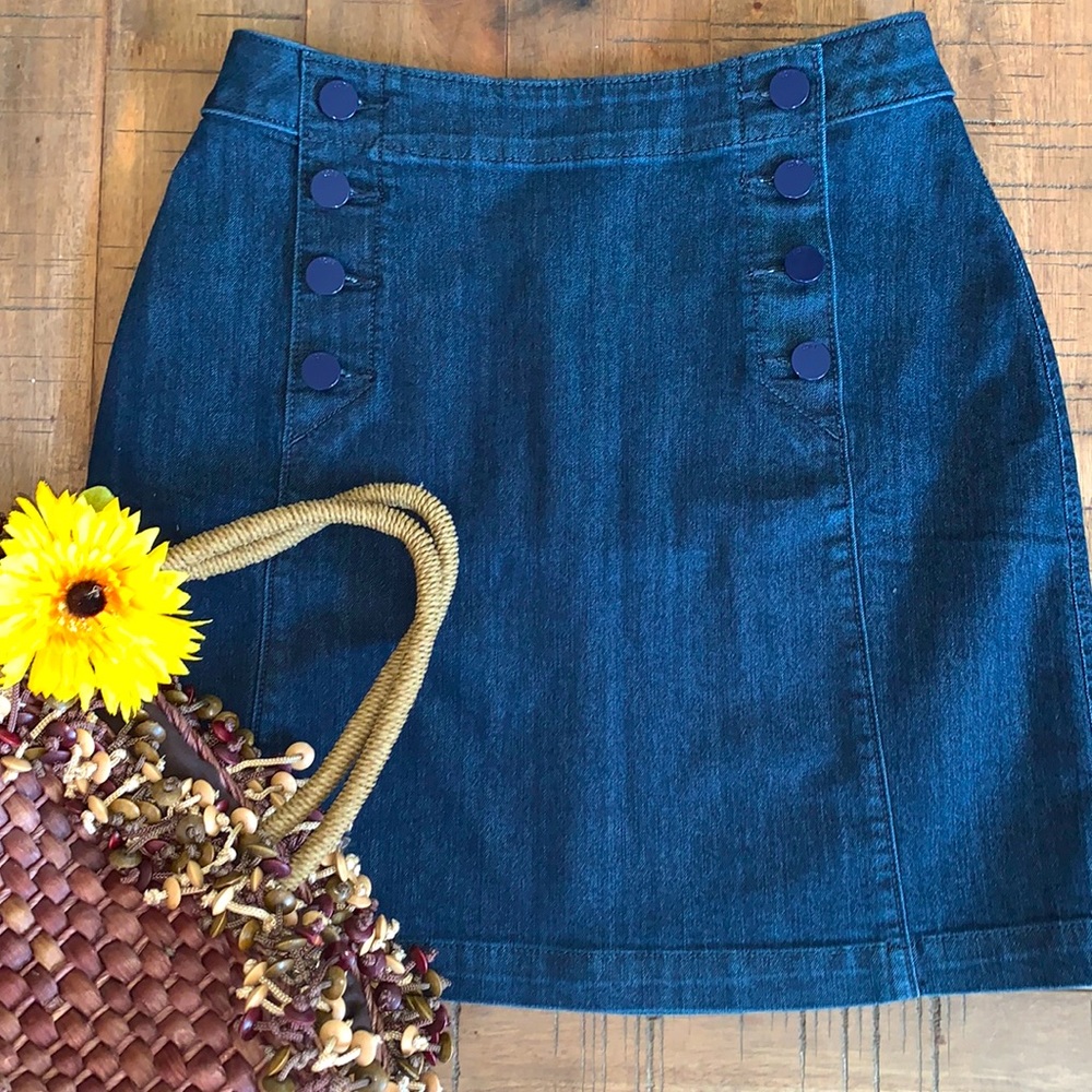 LOFT Sailor Button Denim Skirt